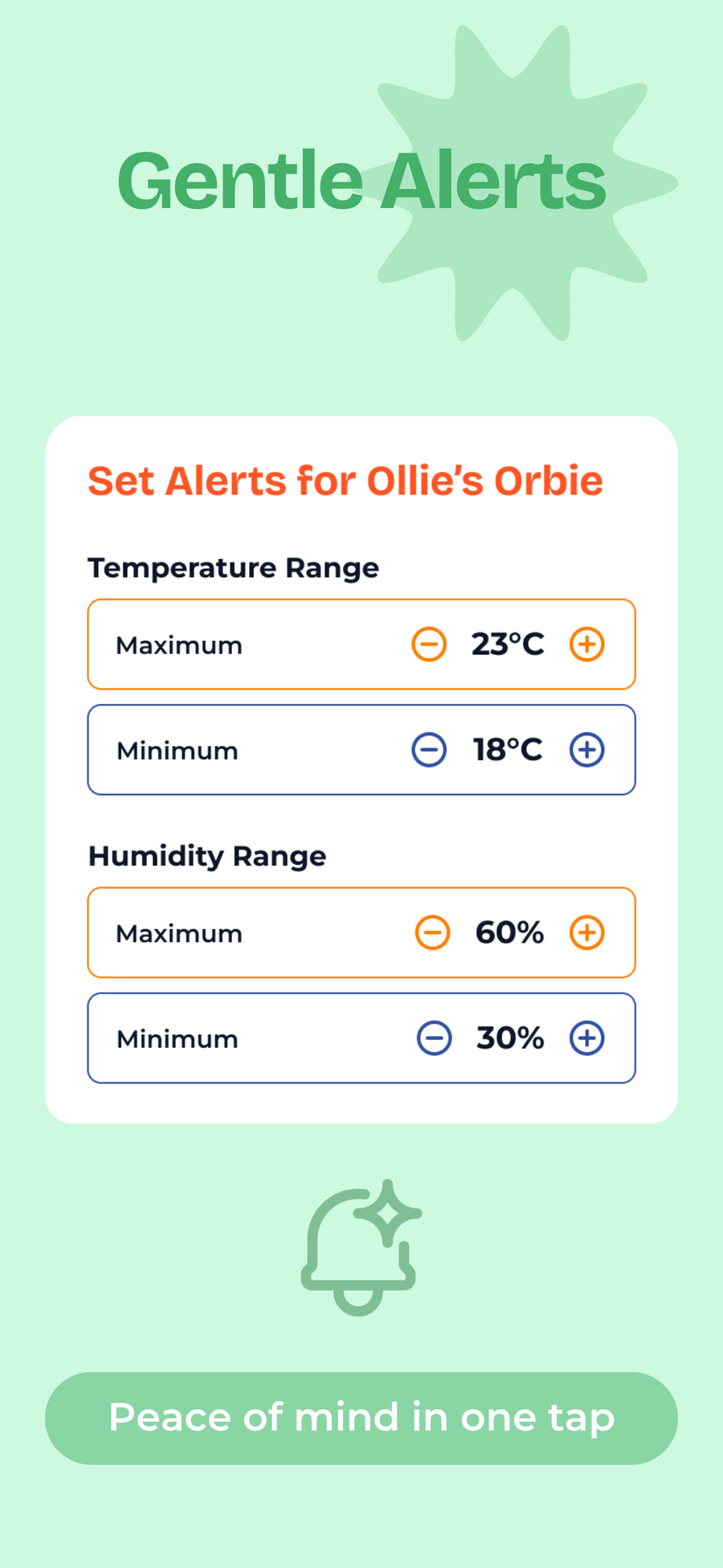 Gentle alerts in the Stellar Baby app